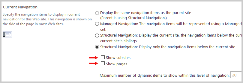 show navigation