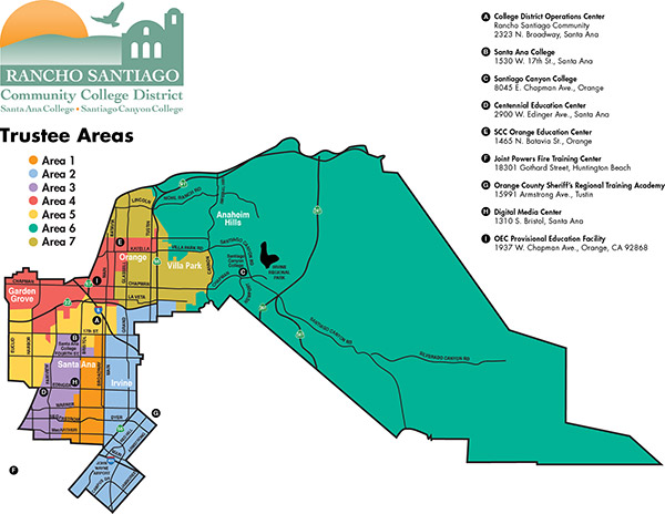 RSCCD Board of Trustees Areas map