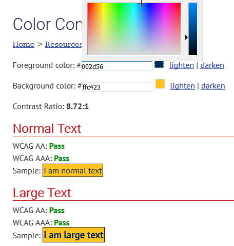 WebAIM Color Contrast Checker
