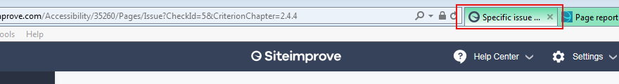 site improve specific issue button