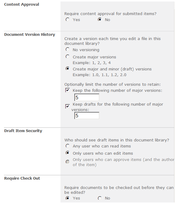 pages library settings