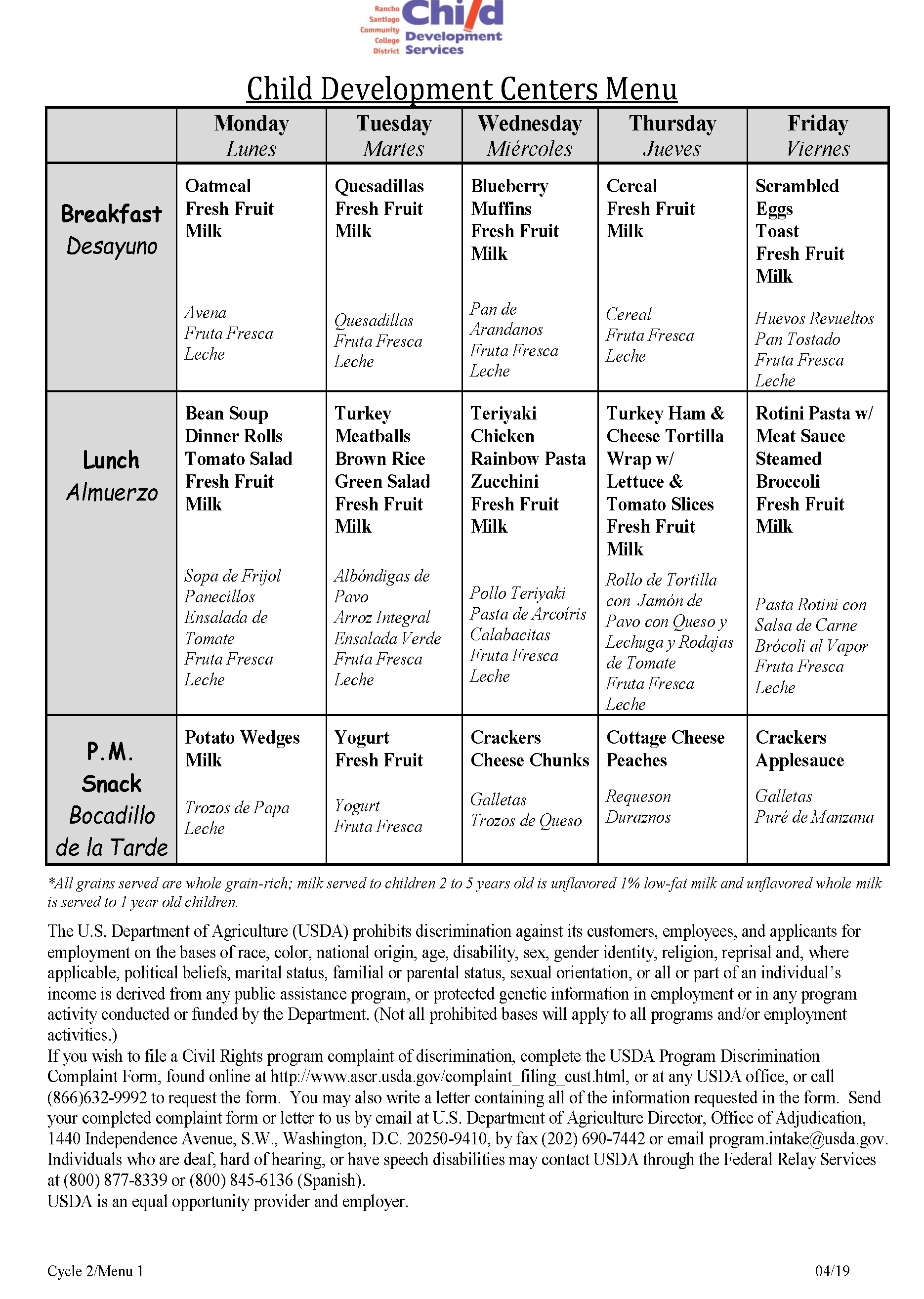 CEC CDC Meals